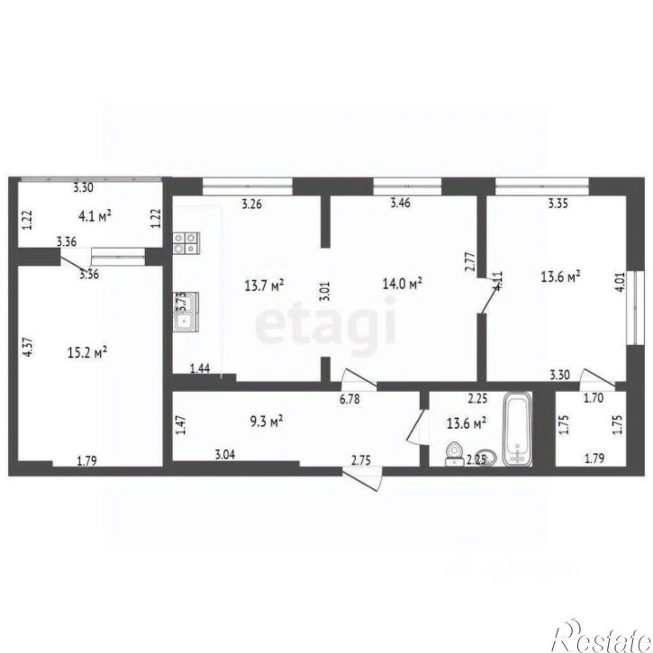 3-комн квартира