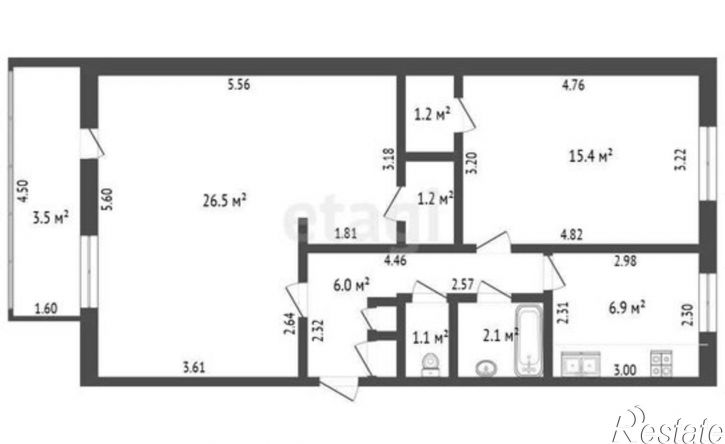2-комн квартира пр-кт Октября, 43,  д. 43