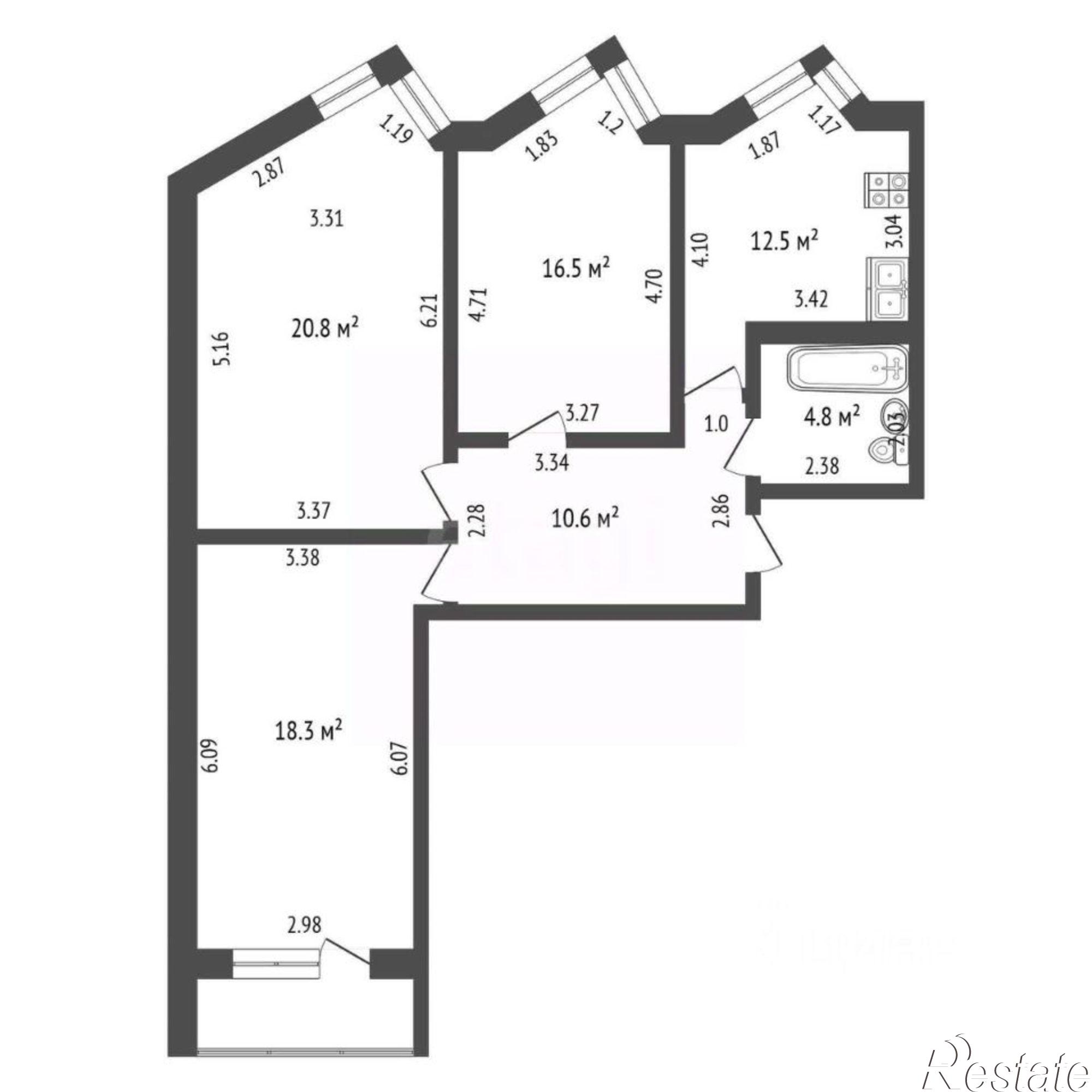 Купить квартиру за 8 200 000 рублей на улица Худайбердина, 56А