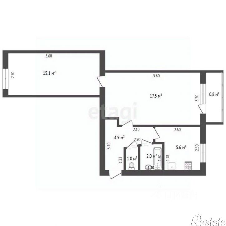 2-комн квартира улица Курчатова, 8,  д. 8