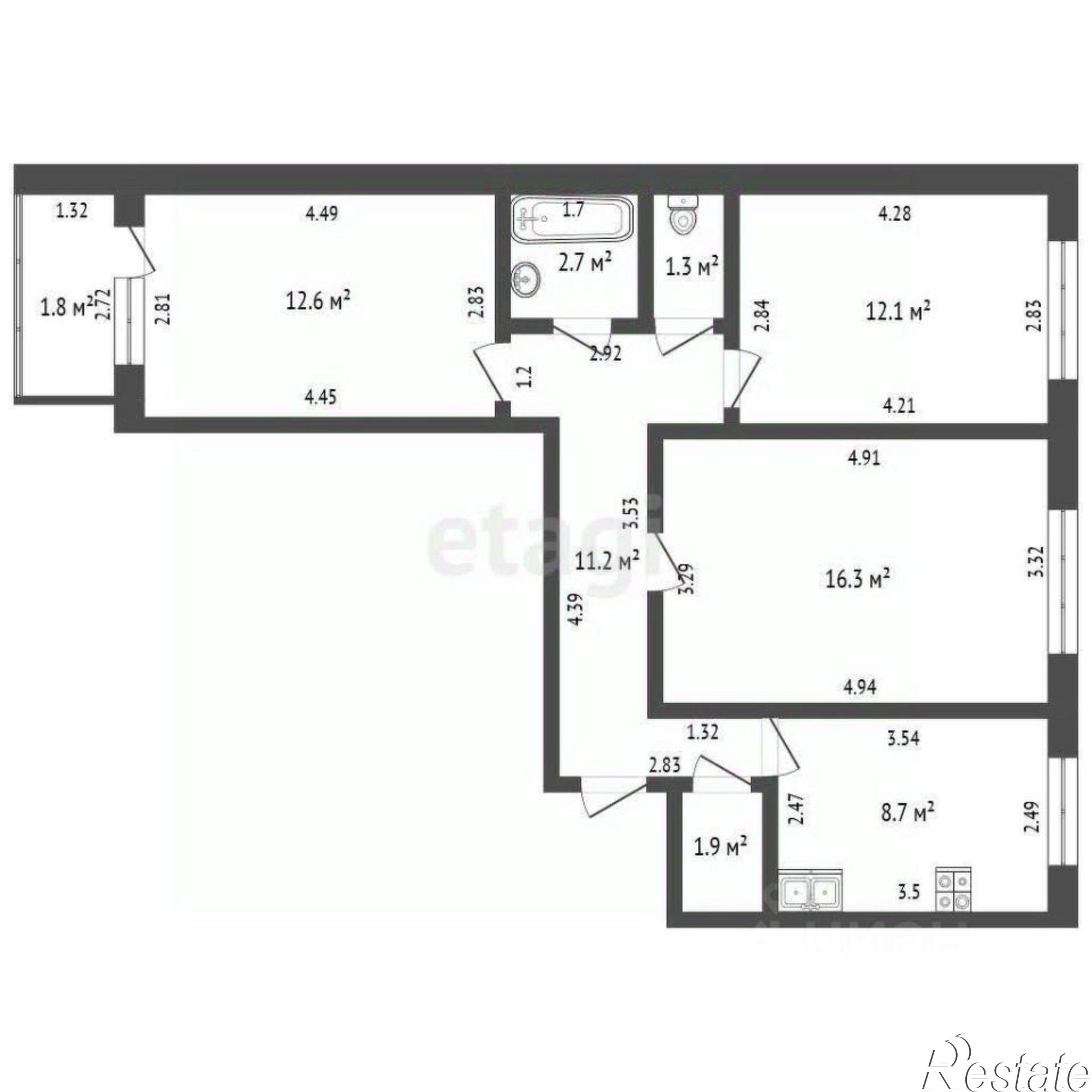 Купить квартиру за 4 800 000 рублей на Юрматинская улица, 1