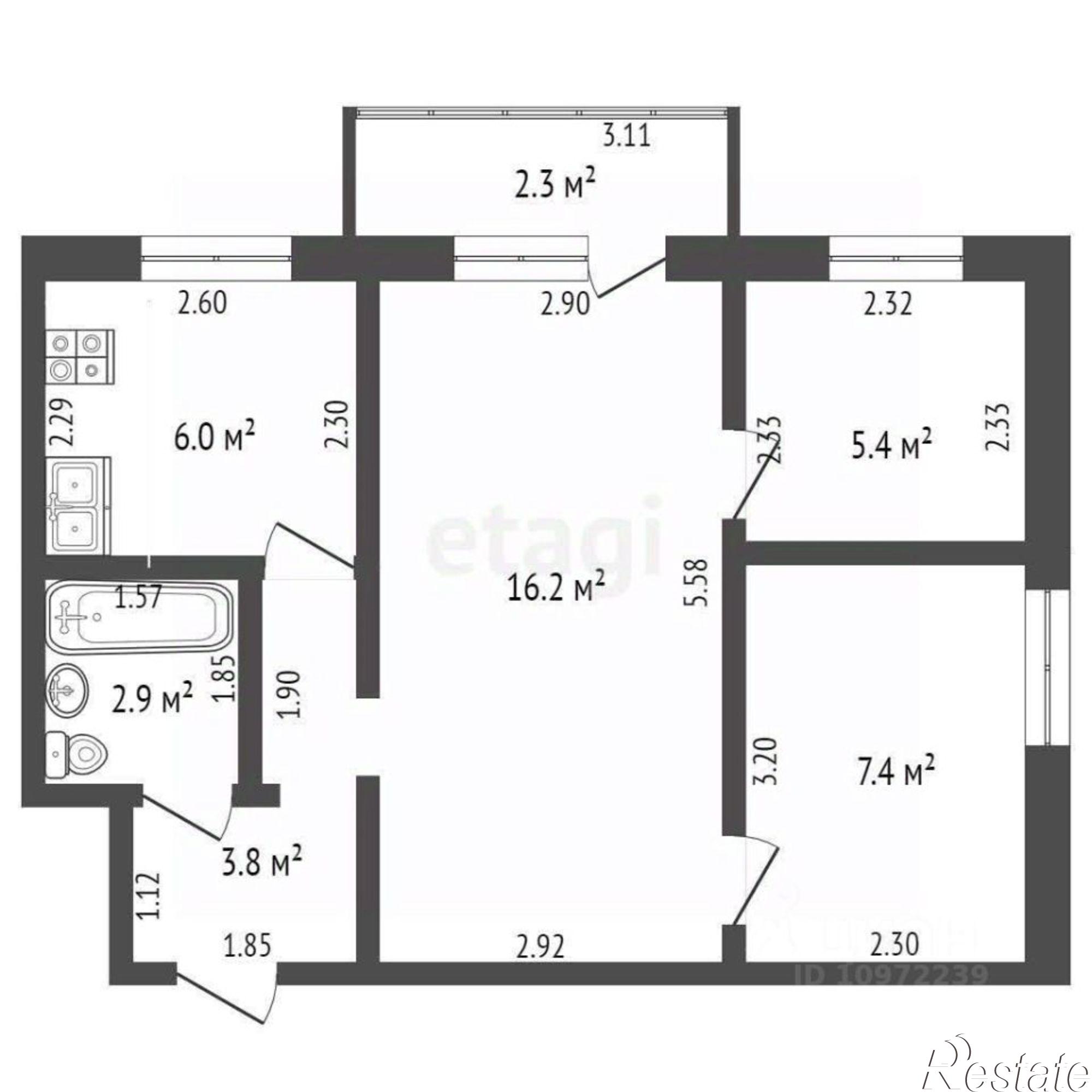 Купить квартиру за 2 990 000 рублей на Вокзальная улица, 2Б