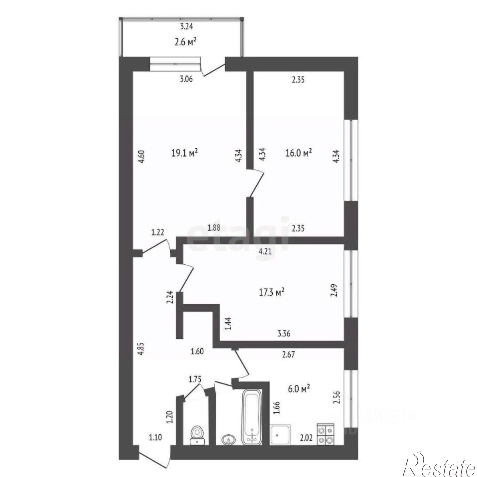 Купить квартиру за 2 800 000 рублей на улица Льва Толстого, 13