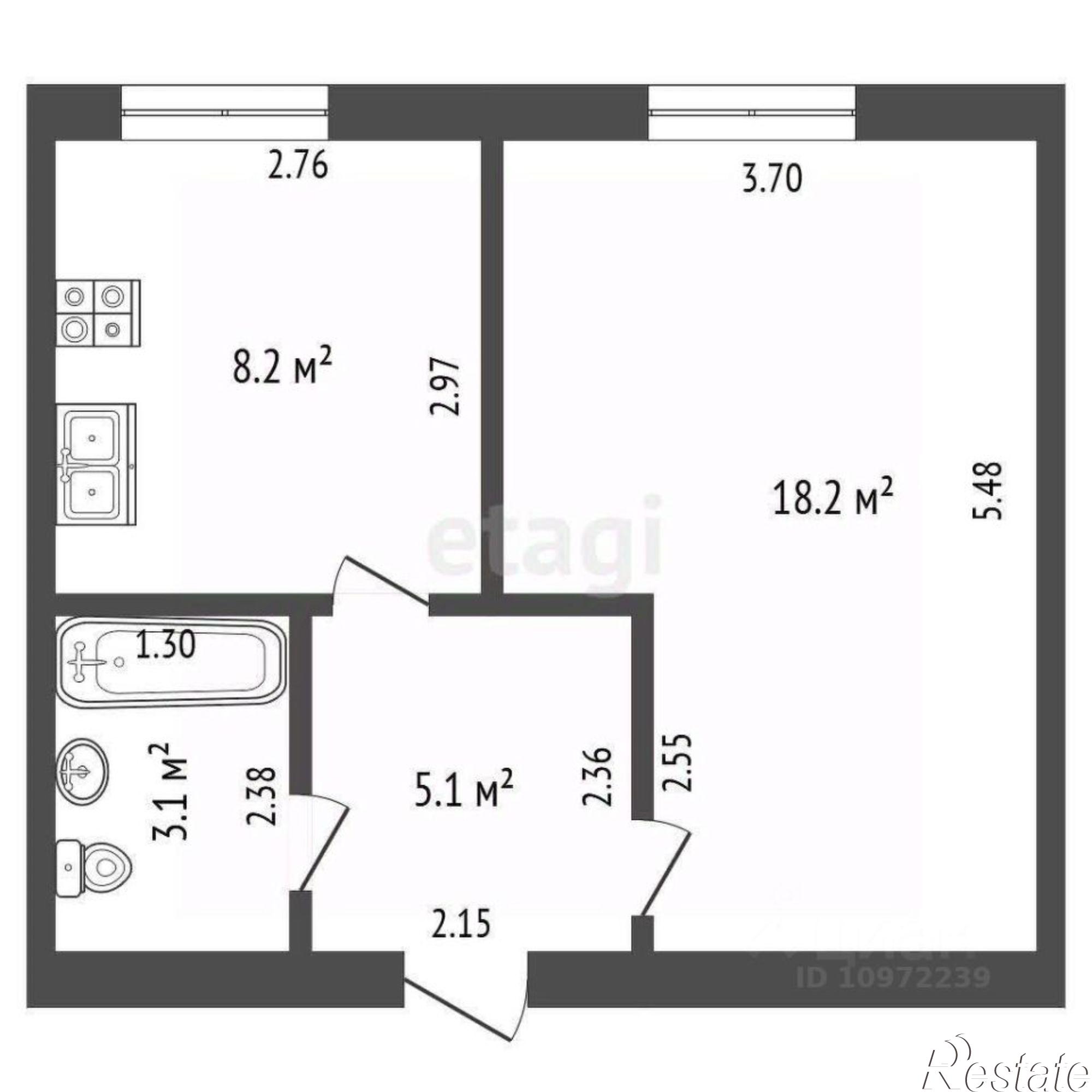 Купить квартиру за 1 925 000 рублей на улица Худайбердина, 101Б