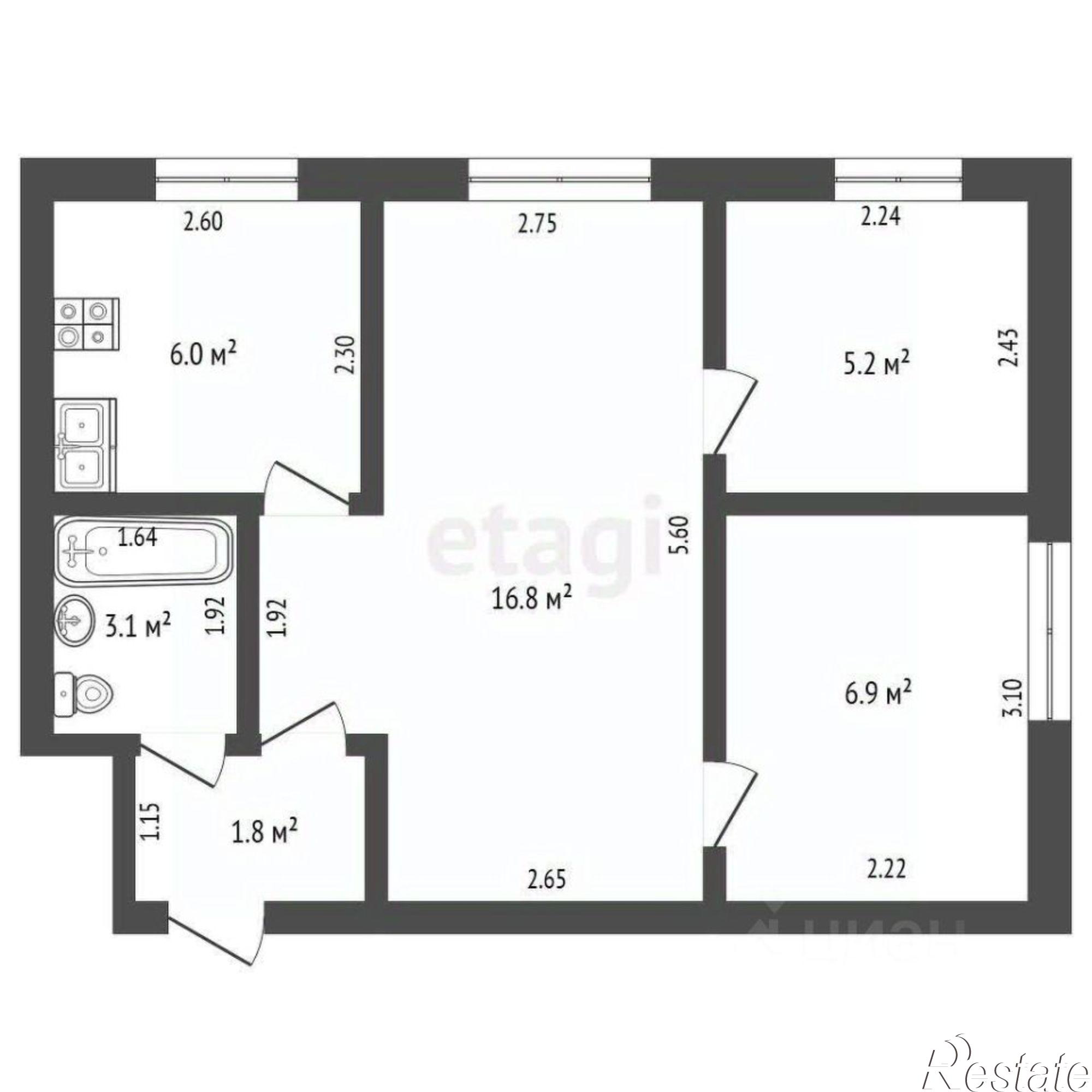 Купить квартиру за 2 400 000 рублей на улица Дружбы, 15