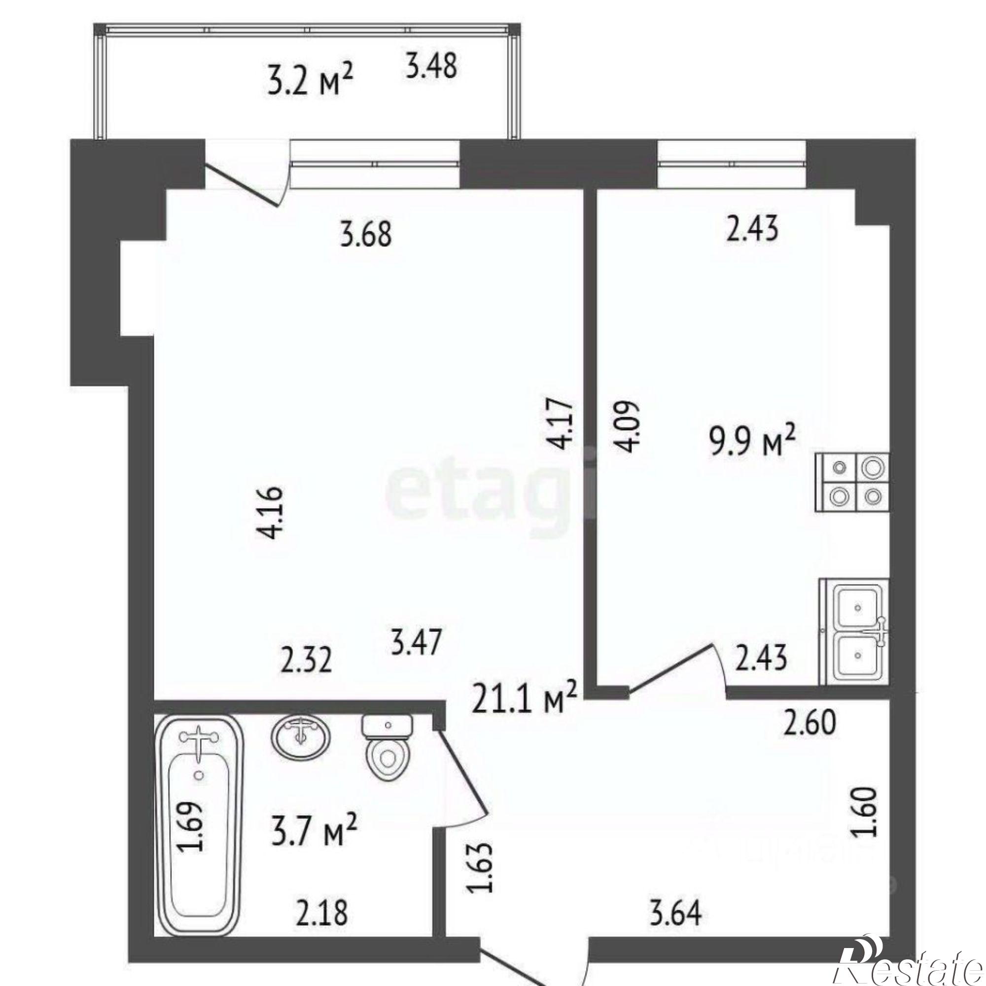 Купить квартиру за 2 550 000 рублей на Вокзальная улица, 18А