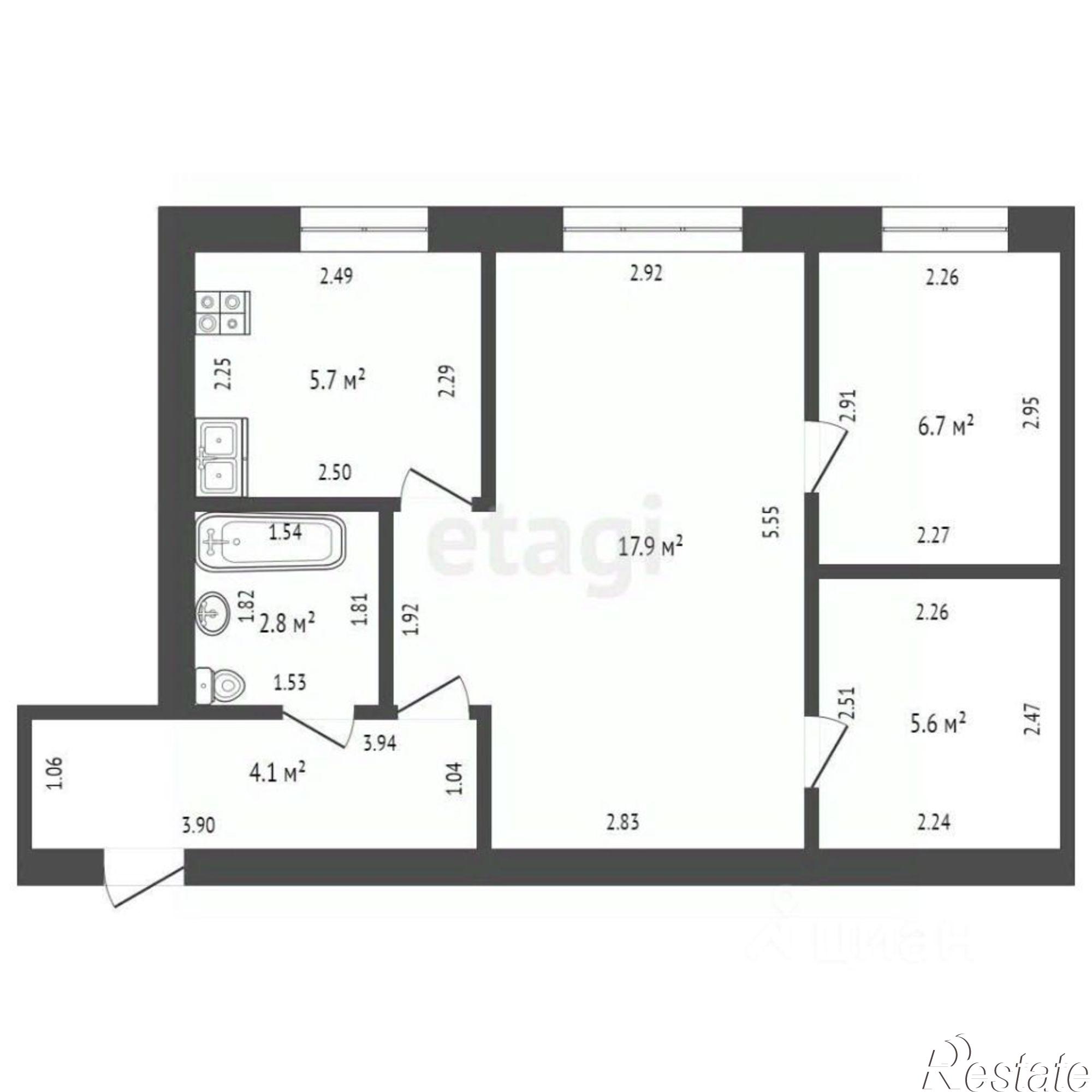 Купить квартиру за 2 630 000 рублей на улица Тукаева, 5