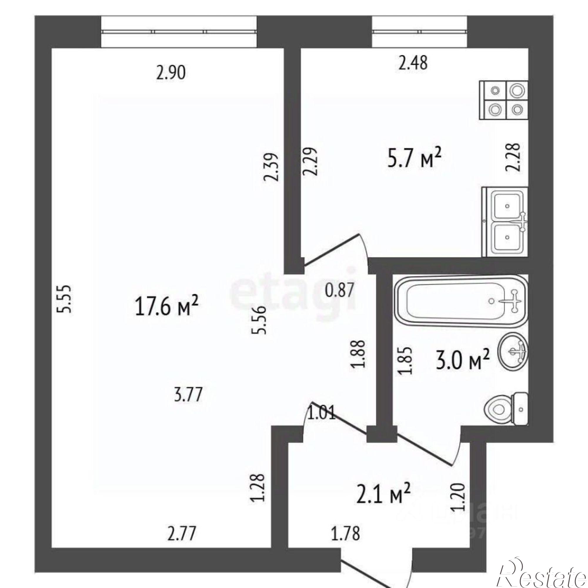 Купить квартиру за 2 800 000 рублей на улица Худайбердина, 146