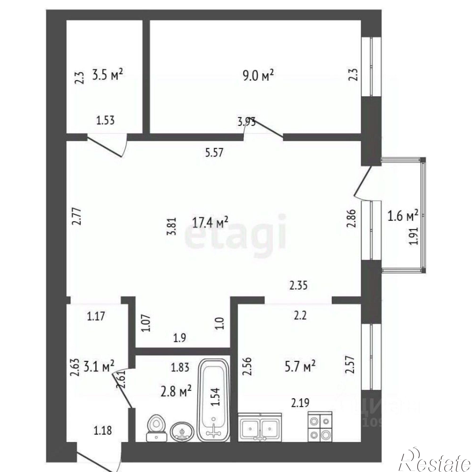 Купить квартиру за 3 430 000 рублей на улица Тукаева, 13