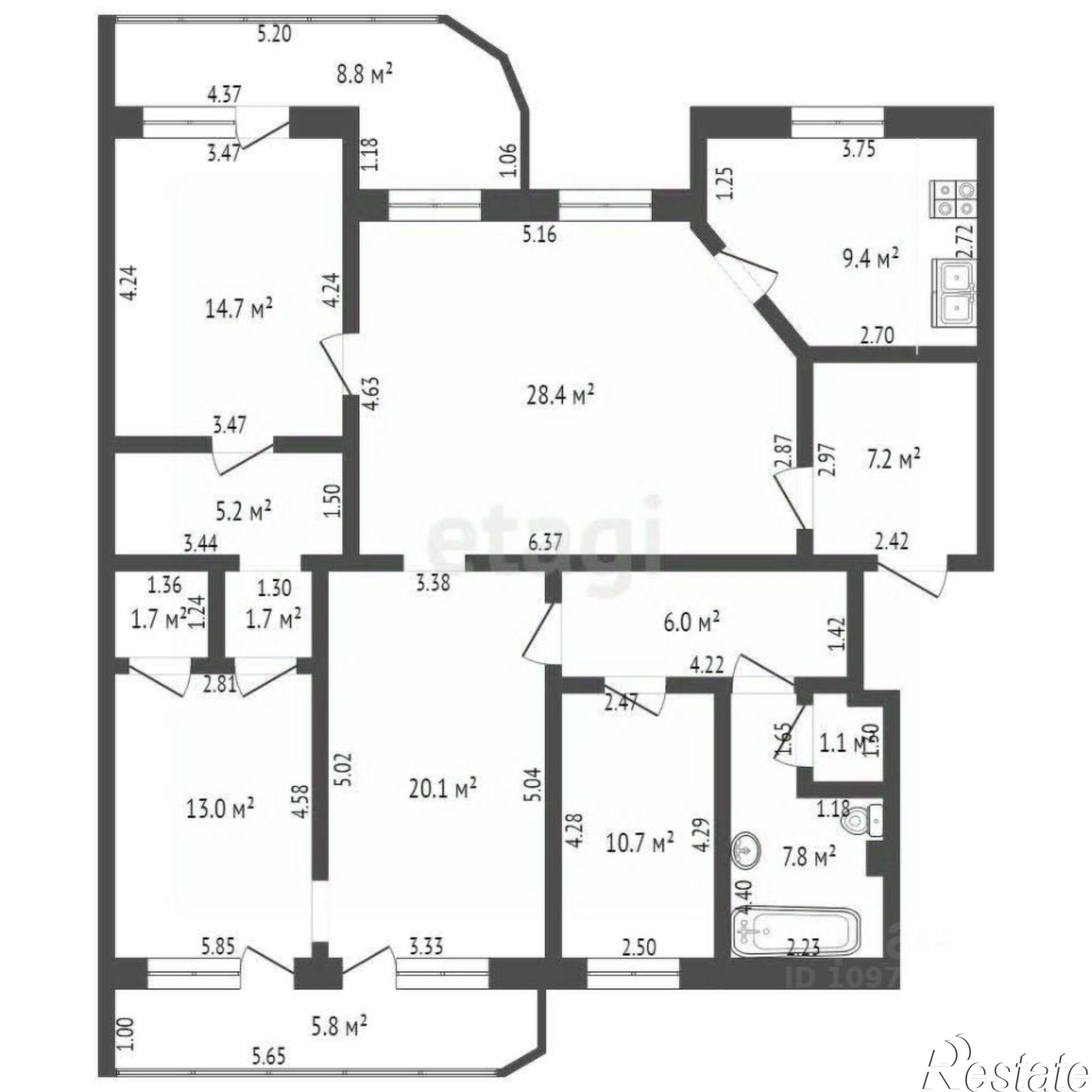 Купить квартиру за 9 000 000 рублей на улица Худайбердина, 222