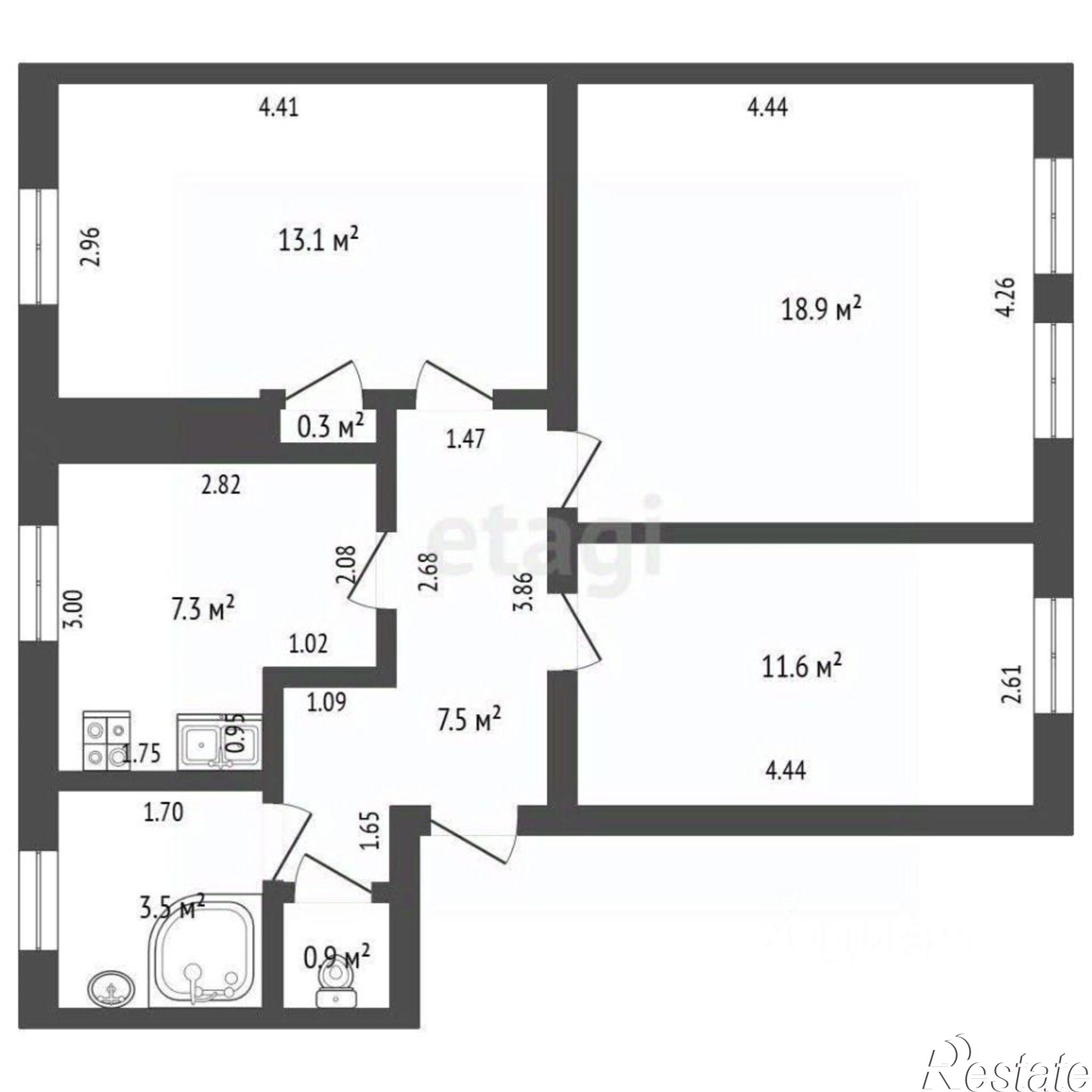 Купить квартиру за 4 704 000 рублей на улица Мира, 59