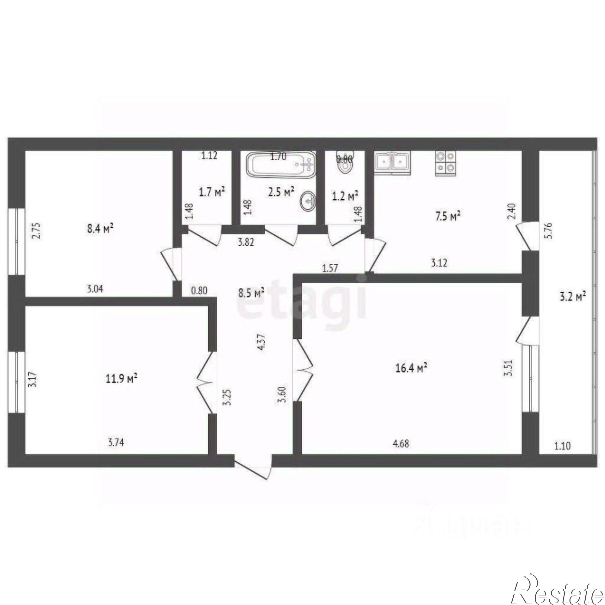 Купить квартиру за 4 500 000 рублей на улица Щербакова, 10