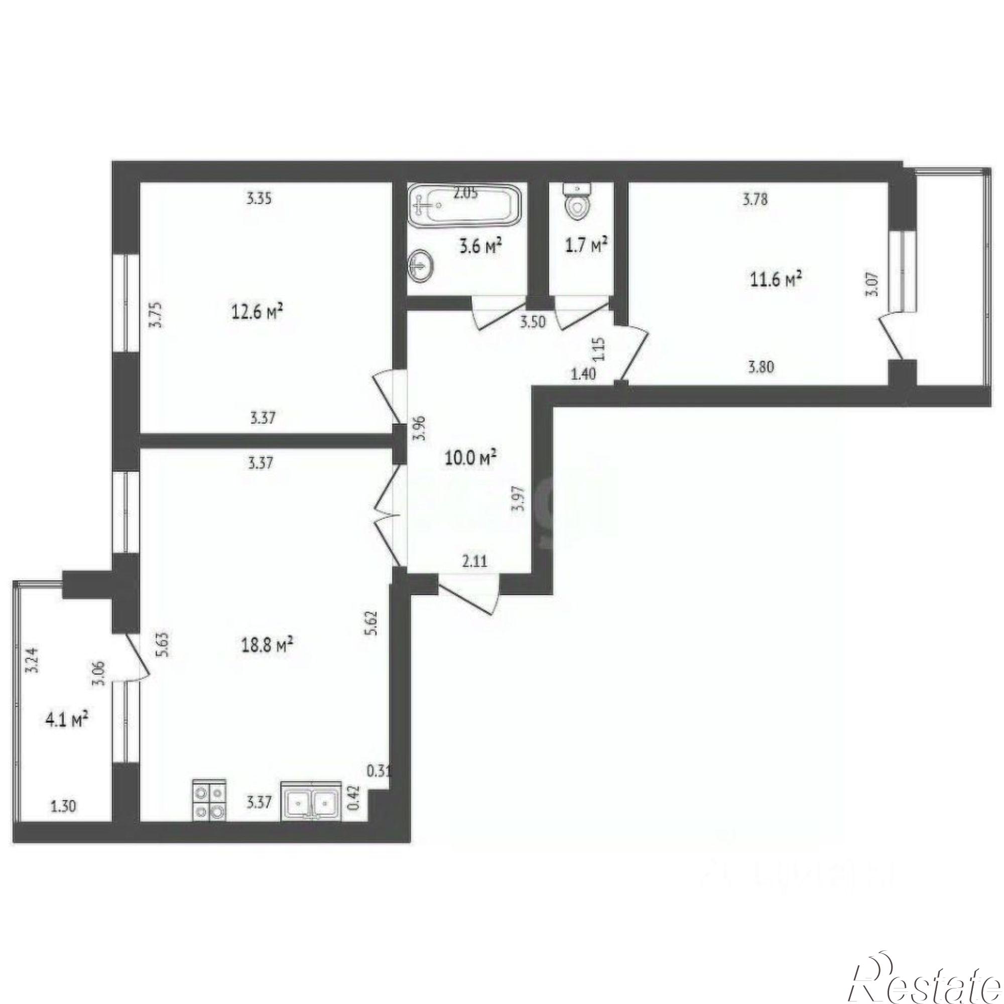 Купить квартиру за 6 100 000 рублей на проспект Октября, 99