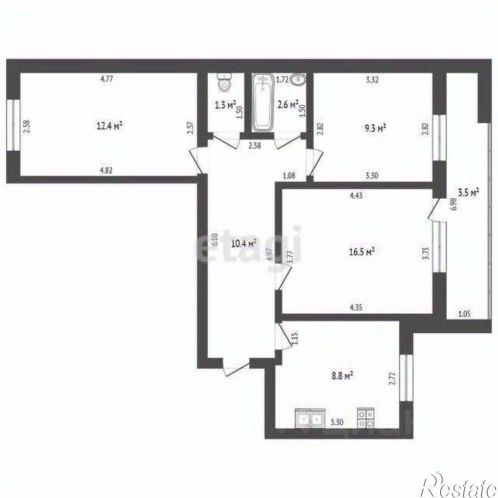 3-комн квартира Юрматинская улица, 3,  д. 3