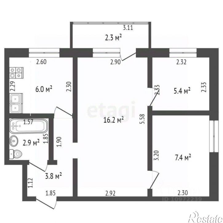 2-комн квартира Вокзальная улица, 2Б,  д. 2Б