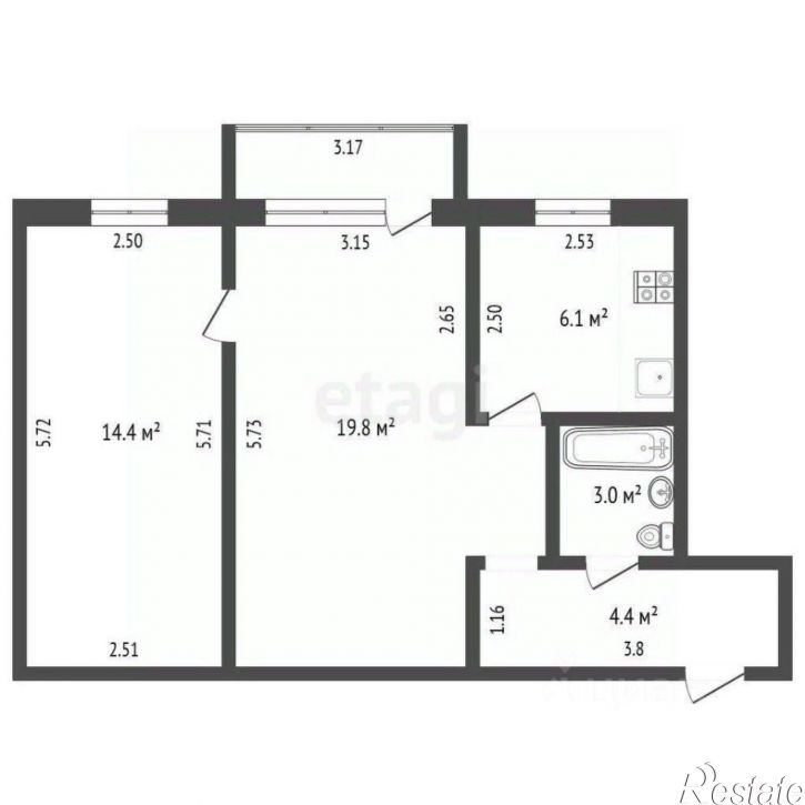 2-комн квартира улица Дружбы, 32А,  д. 32А