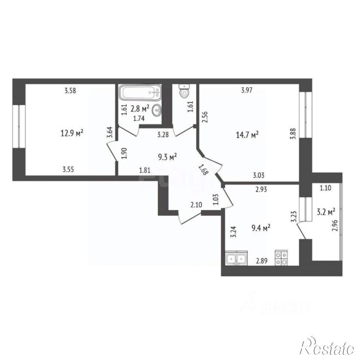 2-комн квартира улица Тукаева, 14А,  д. 14А