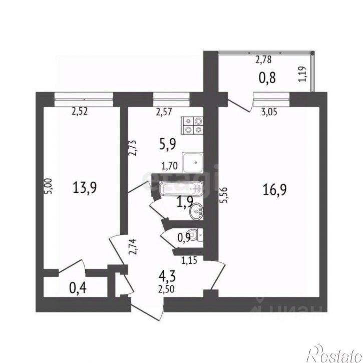 2-комн квартира