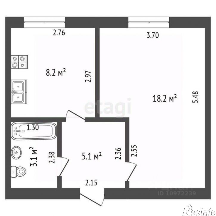 1-комн квартира улица Худайбердина, 101Б,  д. 101Б