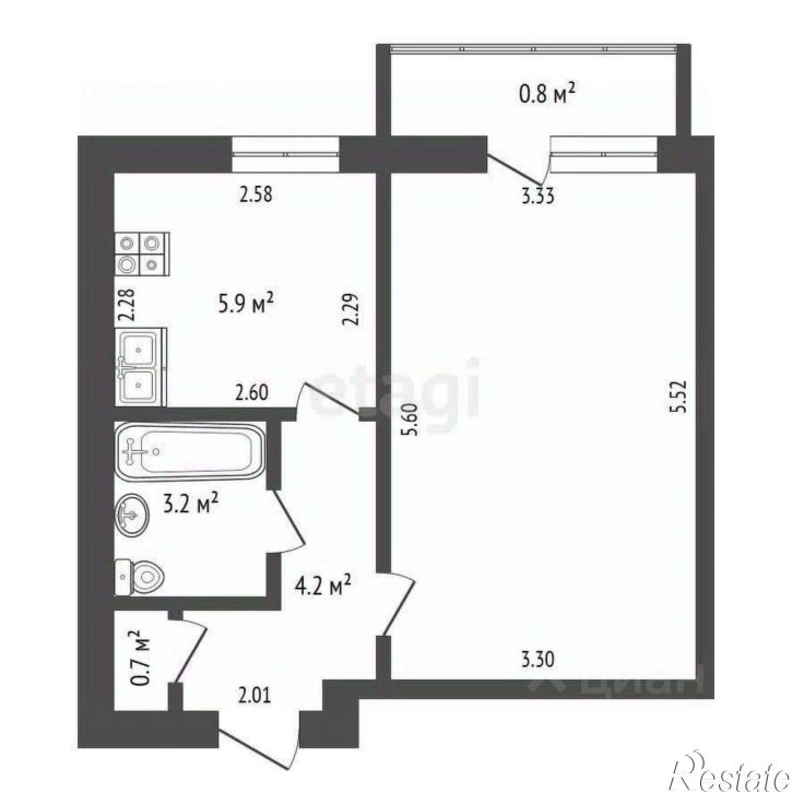 1-комн квартира улица Сазонова, 14,  д. 14