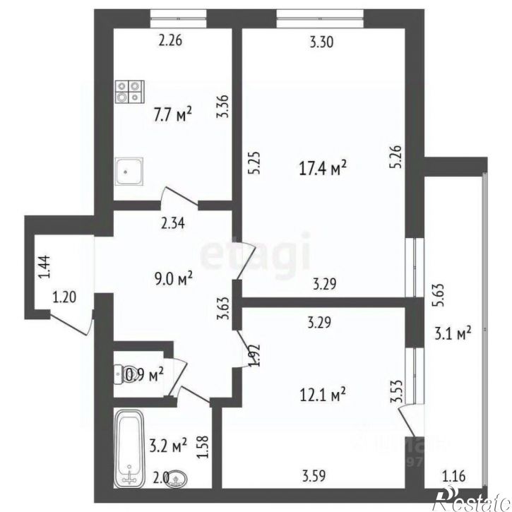 2-комн квартира улица Свердлова, 188,  д. 188