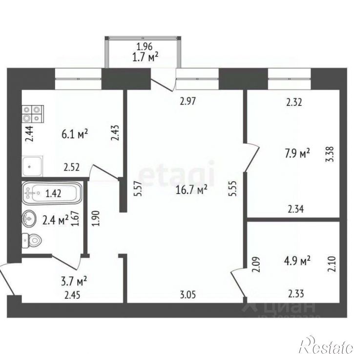 2-комн квартира