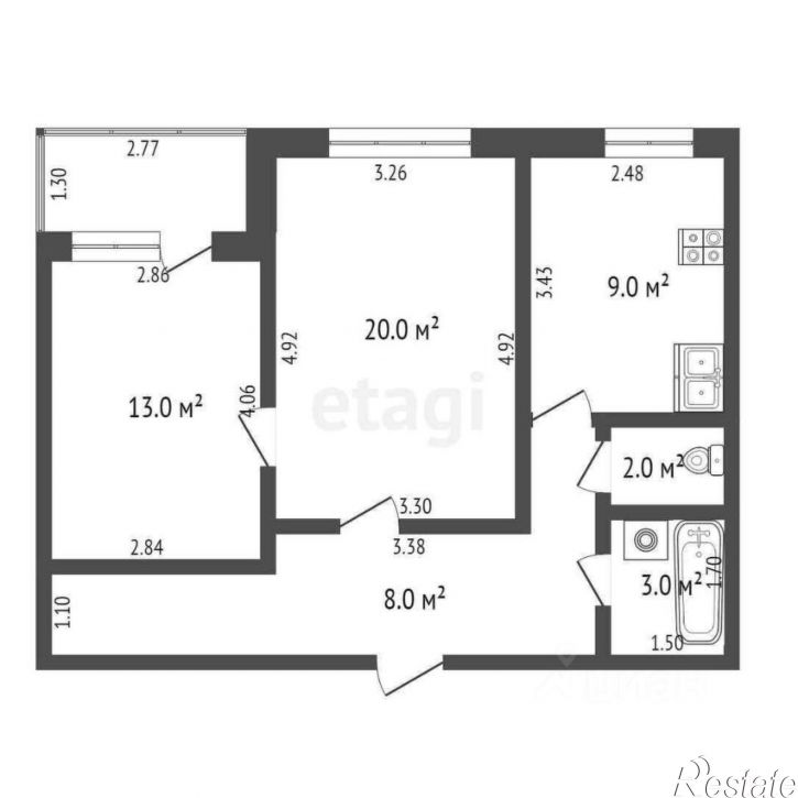 2-комн квартира
