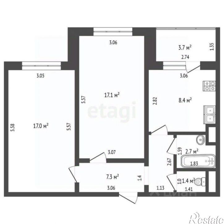 2-комн квартира Крымская улица, 16,  д. 16