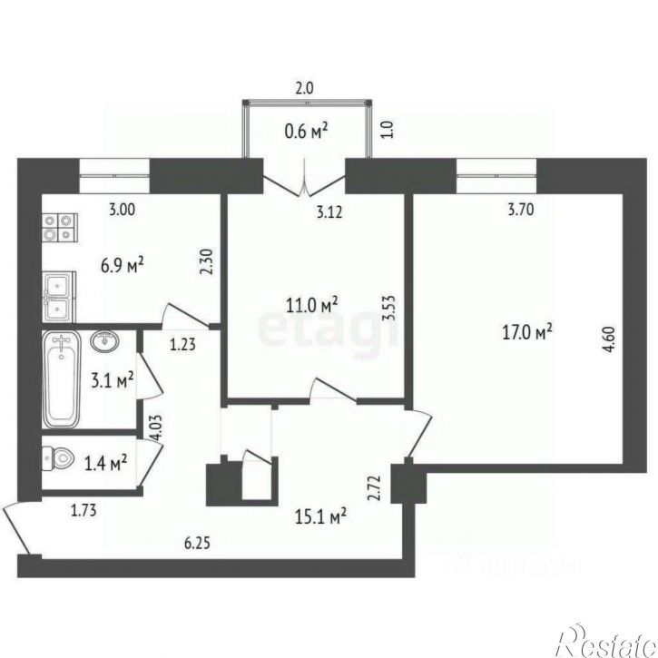 2-комн квартира