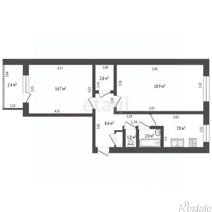 2-комн квартира