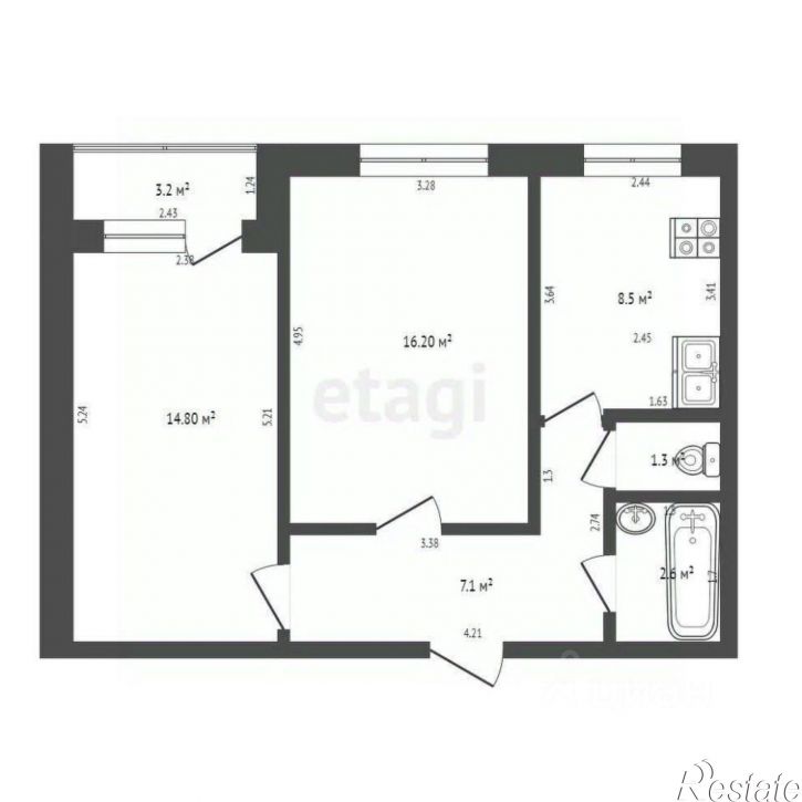 2-комн квартира