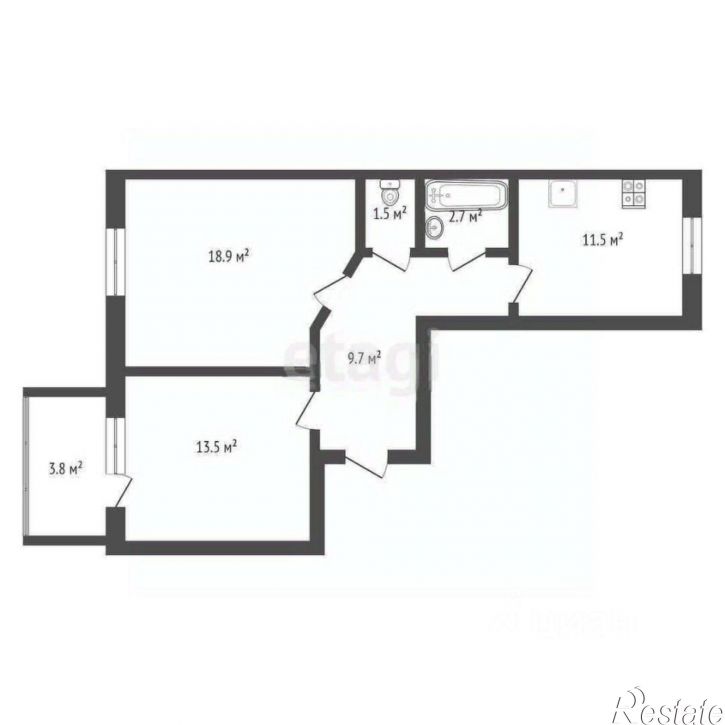 2-комн квартира улица Строителей, 2,  д. 2