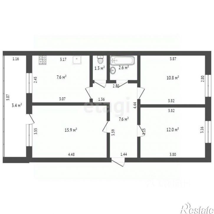 3-комн квартира проспект Октября, 19,  д. 19