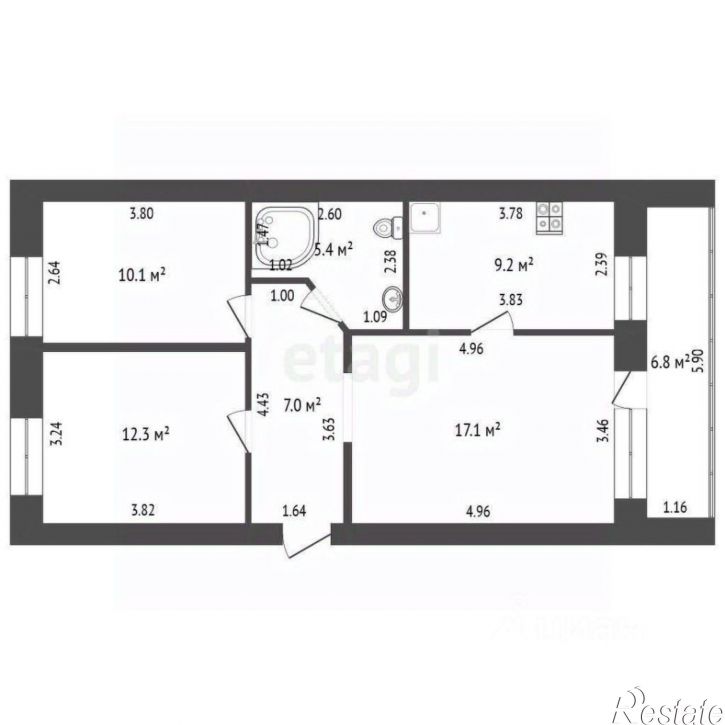 3-комн квартира