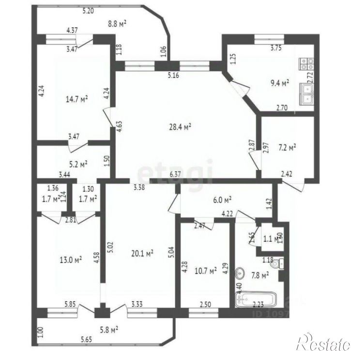 5-комн квартира улица Худайбердина, 222,  д. 222