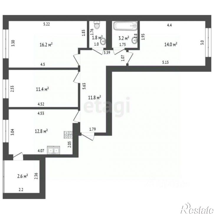 3-комн квартира