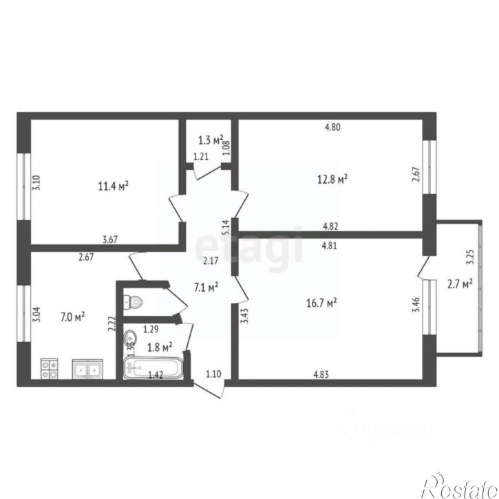 3-комн квартира Вокзальная улица, 25,  д. 25