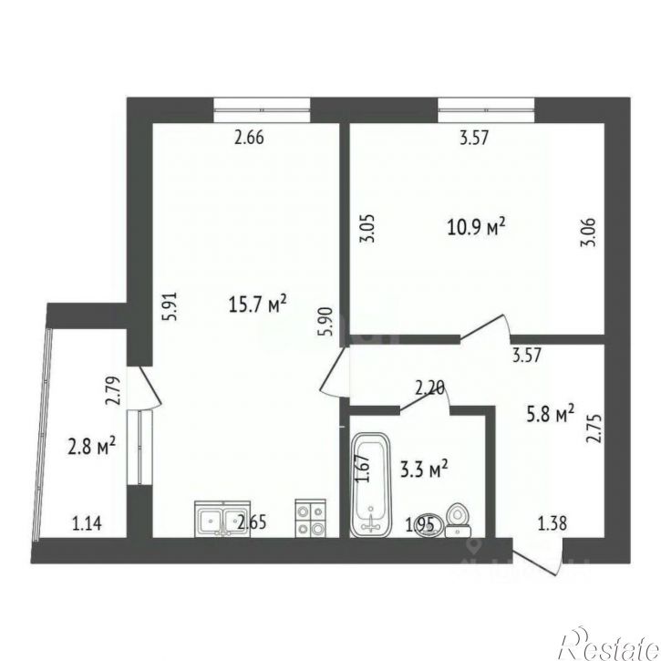 1-комн квартира проспект Октября, 99,  д. 99