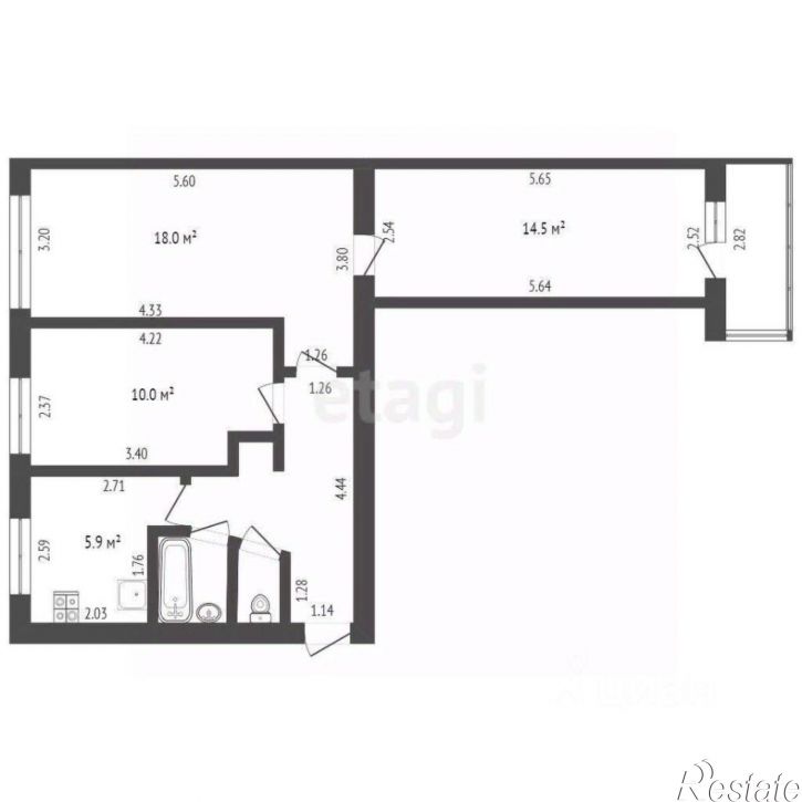 2-комн квартира проспект Октября, 55,  д. 55