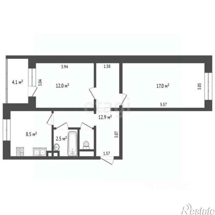 2-комн квартира Ботаническая улица, 6,  д. 6