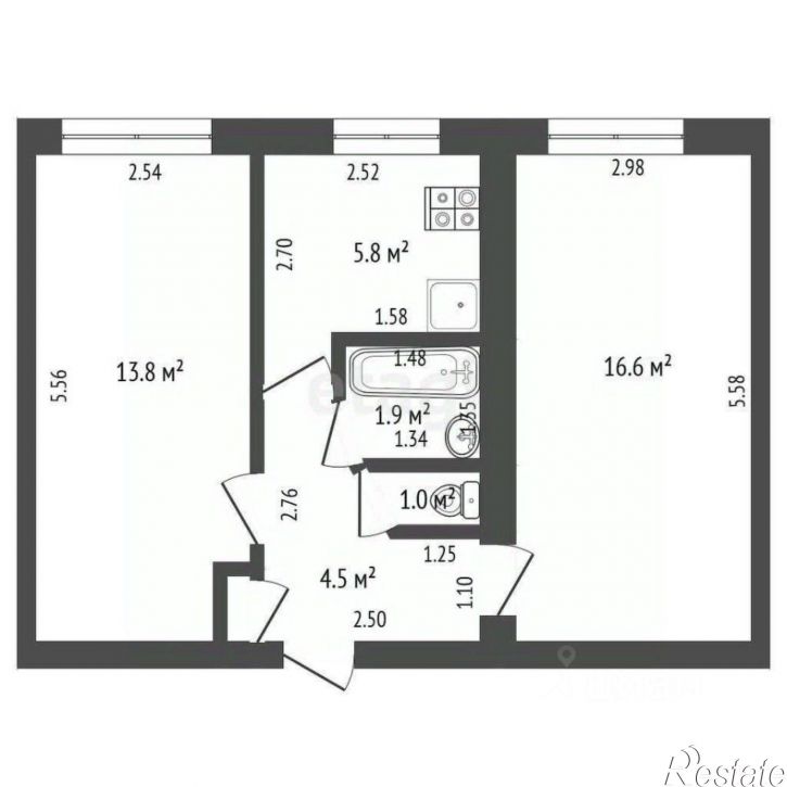 2-комн квартира