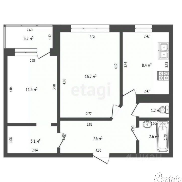 2-комн квартира