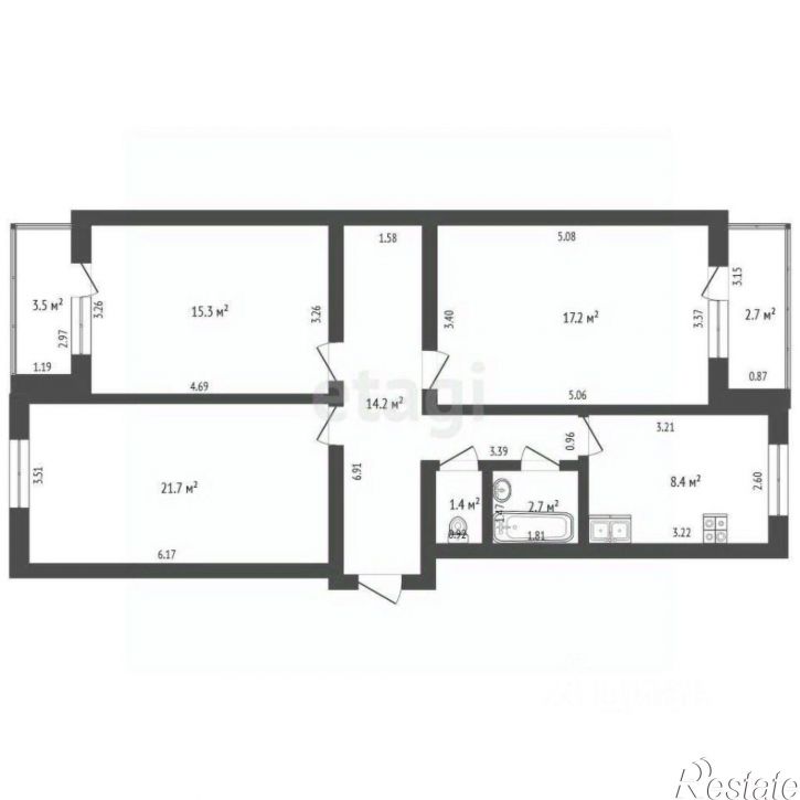 3-комн квартира