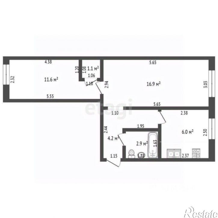 2-комн квартира улица Худайбердина, 184,  д. 184