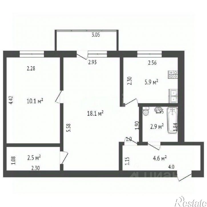 2-комн квартира