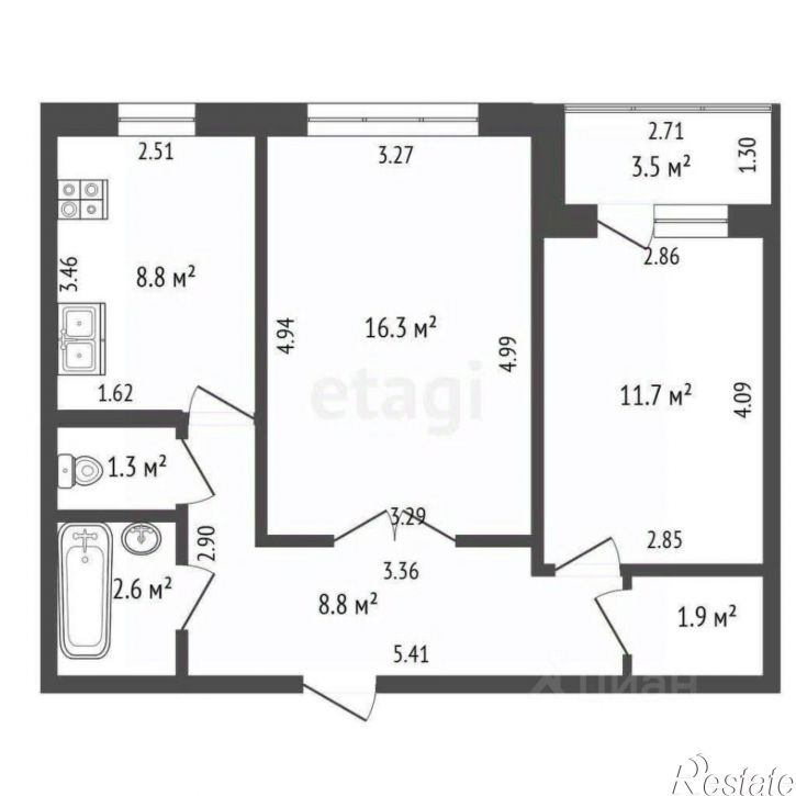 2-комн квартира улица Караная Муратова, 3,  д. 3