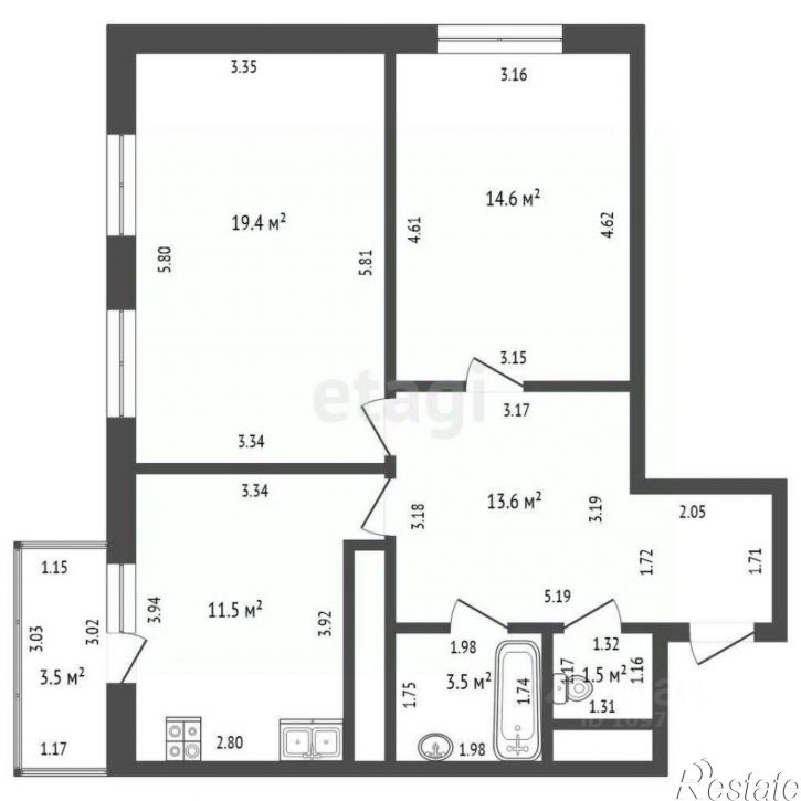 2-комн квартира проспект Октября, 38,  д. 38