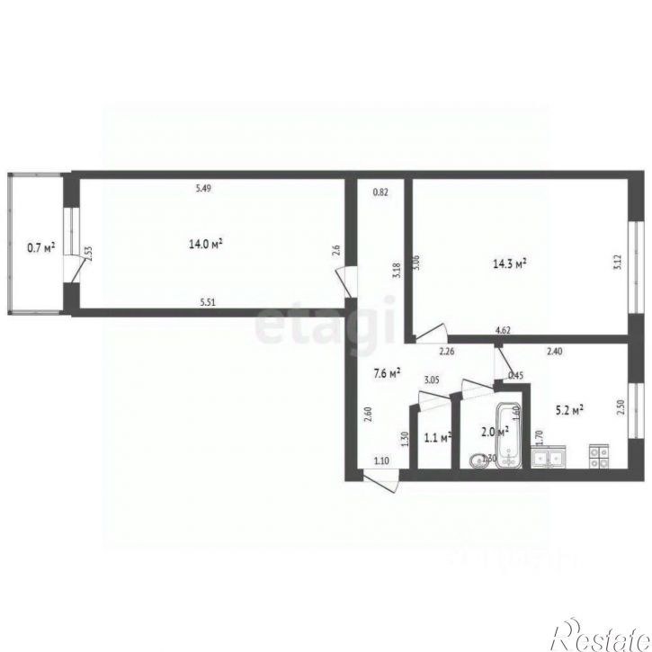 2-комн квартира