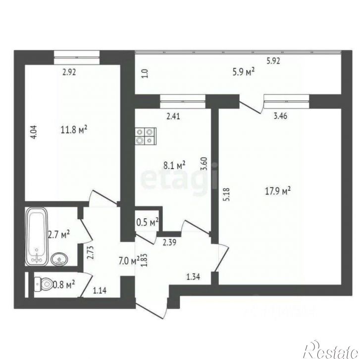 2-комн квартира