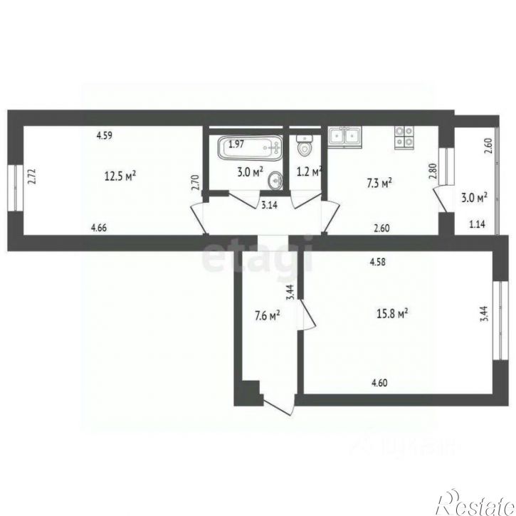 2-комн квартира улица Карла Либкнехта, 14,  д. 14